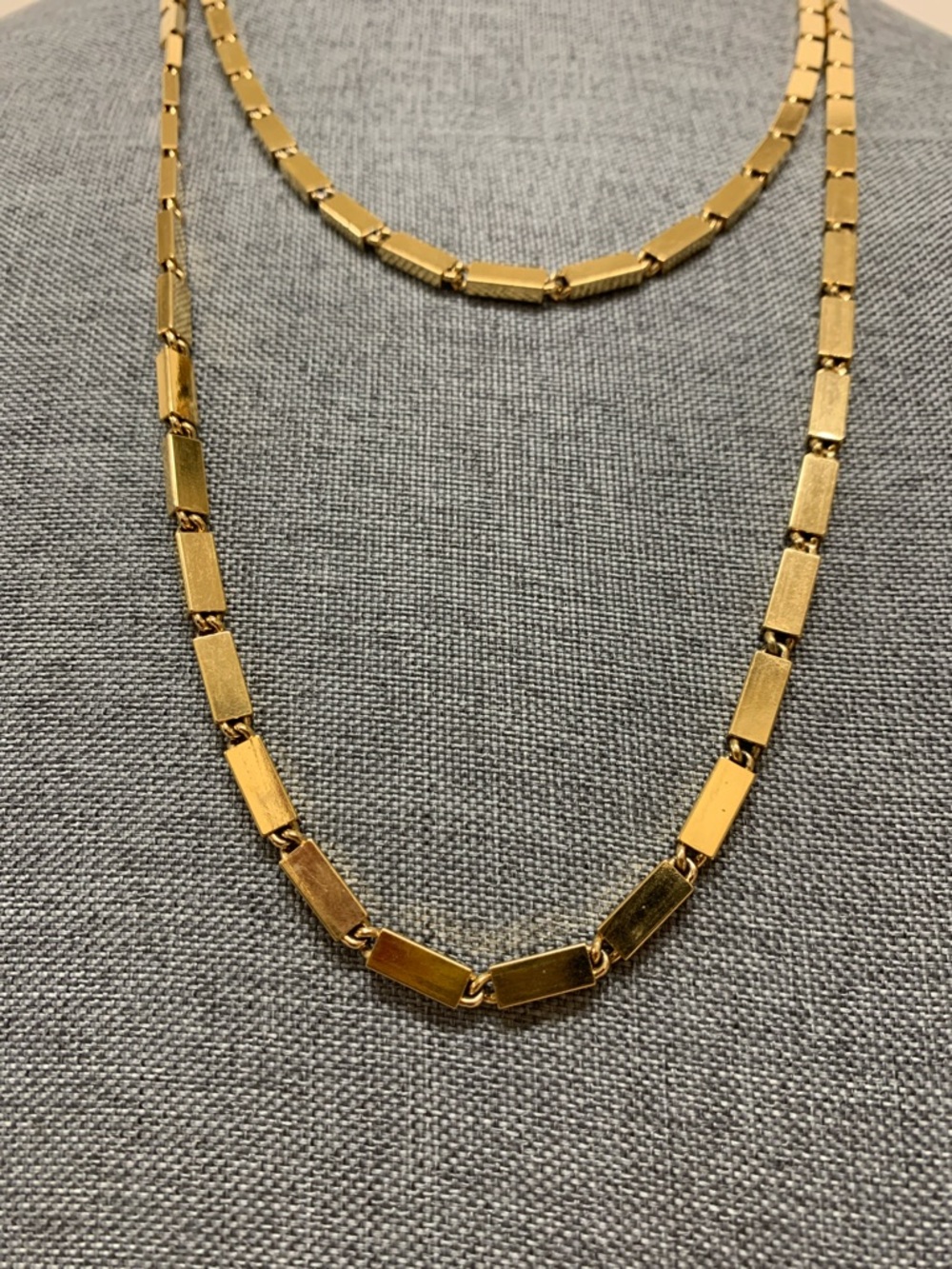 MONET Vintage Gold Plated Rectangular Link Chain 54”Long Necklace - Picture 4 of 8